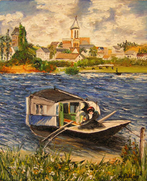 Léon Peltier - Il bateau-atelier di Monet a Vétheuil