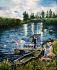 Lon Peltier - Bathers near Monet's atelier on the boat