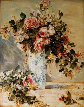 Pierre-Auguste Renoir - Roses and jasmines in a Delft vase