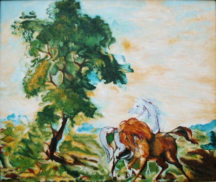 Aligi Sassu - Horses in the sunset